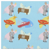 スウェルズビルレトロスワンキー60年代の漫画のパターン ファブリック (クローズアップ)