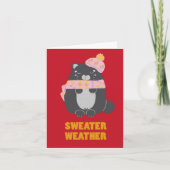 スウェーター ウェザー ピンク スカーフ＆ハット キティ カード (正面)