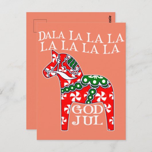 スウェーデおもしろいンクリスマスゴッドジュルダラホースダラホ ポストカード (正面/裏面)