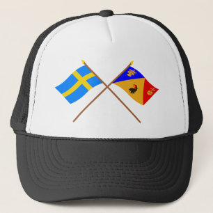 スウェーデンおよびStockholmsの交差させたlänの旗 キャップ