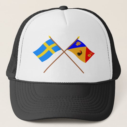 スウェーデンおよびStockholmsの交差させたlänの旗 キャップ (正面)