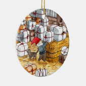 スウェーデンお洒落のトムテン水彩クリスマス セラミックオーナメント (右)