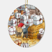 スウェーデンお洒落のトムテン水彩クリスマス セラミックオーナメント (左)