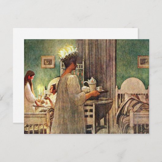 スウェーデンでのカール・ラルソン・セントルシア・デイ・クリスマス ポストカード (正面/裏面)