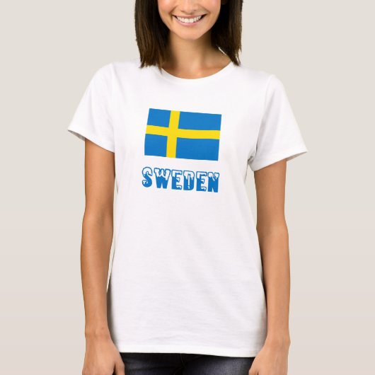 スウェーデンとスウェーデンの国旗 Tシャツ (正面)