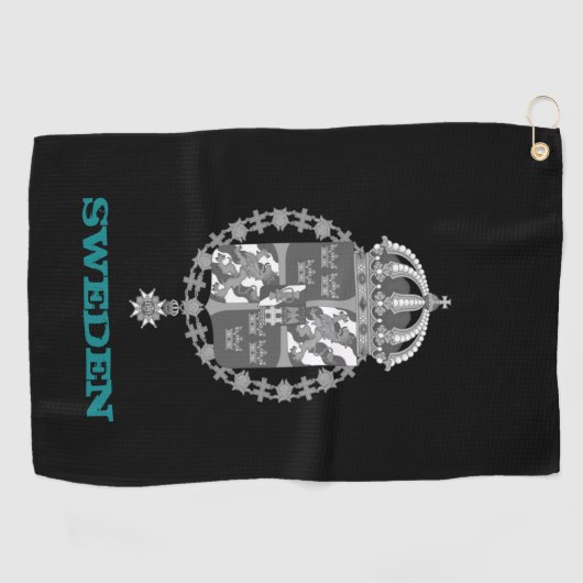 スウェーデンとスウェーデンの紋章/国旗 ゴルフタオル (横)