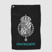 スウェーデンとスウェーデンの紋章/国旗 ゴルフタオル (正面)