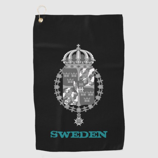 スウェーデンとスウェーデンの紋章/国旗 ゴルフタオル (正面)