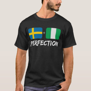 スウェーデンとナイジェリアの完璧ミックス伝統国旗 Tシャツ
