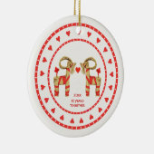 スウェーデンのわらのヤギ一緒に日付を記入される10年 セラミックオーナメント (右)