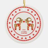 スウェーデンのわらのヤギ一緒に日付を記入される40年 セラミックオーナメント (正面)