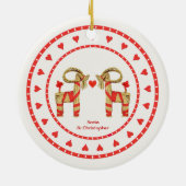 スウェーデンのわらのヤギ一緒に日付を記入される5年 セラミックオーナメント (裏面)