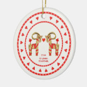 スウェーデンのわらのヤギ一緒に日付を記入される50年 セラミックオーナメント (左)