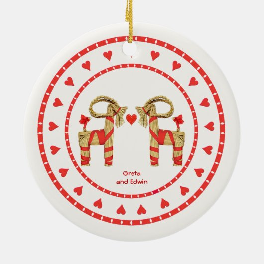 スウェーデンのわらのヤギ一緒に日付を記入される50年 セラミックオーナメント (裏面)