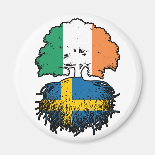 スウェーデンのアイルランドの木のルーツ国旗 マグネット (正面)