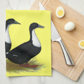 スウェーデンのアヒルの黒 キッチンタオル (四つ折り)
