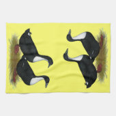 スウェーデンのアヒルの黒 キッチンタオル (横)