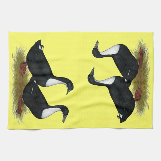 スウェーデンのアヒルの黒 キッチンタオル (横)