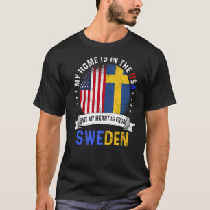 スウェーデンのアメリカ人パトリオハートはスウェーデン国旗の出身 Tシャツ