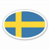 スウェーデンのオーバルスウェーデン国旗のビニールカーシール シール (正面)