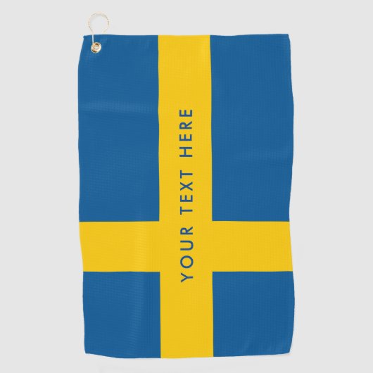 スウェーデンのカスタムなゴルフをするギフトのスウェーデンの旗 ゴルフタオル (正面)