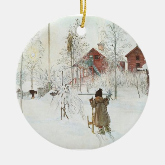 スウェーデンのカールラーションのクリスマス セラミックオーナメント (正面)
