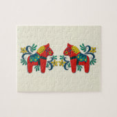 スウェーデンのクリスマスのDalaの馬のスカンジナビア人の双生児 ジグソーパズル (横)