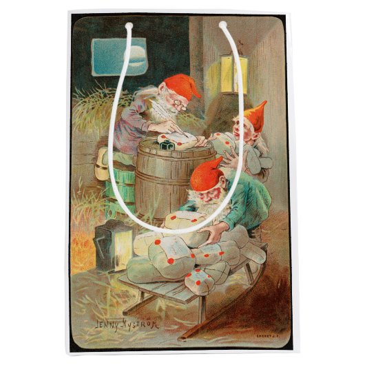 スウェーデンのクリスマスサンタ(by Jenny Nystrem) ミディアムペーパーバッグ (正面)