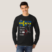 スウェーデンのサポーター血の汗No Feedsアイスホッケー Tシャツ (正面フル)