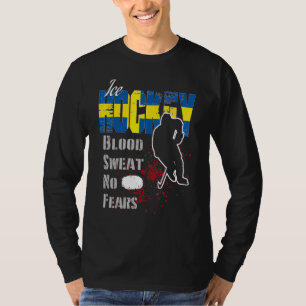 スウェーデンのサポーター血の汗No Feedsアイスホッケー Tシャツ