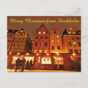 スウェーデンのストックホルムのクリスマス市場 シーズンポストカード