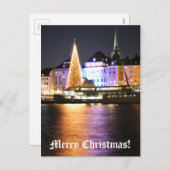 スウェーデンのストックホルム夜のクリスマス シーズンポストカード (正面/裏面)