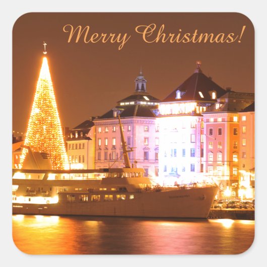 スウェーデンのストックホルム夜のクリスマス スクエアシール (正面)