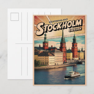 スウェーデンのストックホルム旅行ヴィンテージコミックブックギフト ポストカード