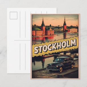 スウェーデンのストックホルム旅行ヴィンテージコミックブックギフト ポストカード