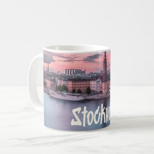 スウェーデンのストックホルム首都ナイトスカイライン コーヒーマグカップ (正面左)