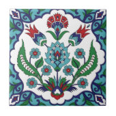 スウェーデンのタイルヴィンテージ赤青花 タイル (正面)