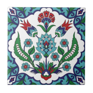 スウェーデンのタイルヴィンテージ赤青花 タイル