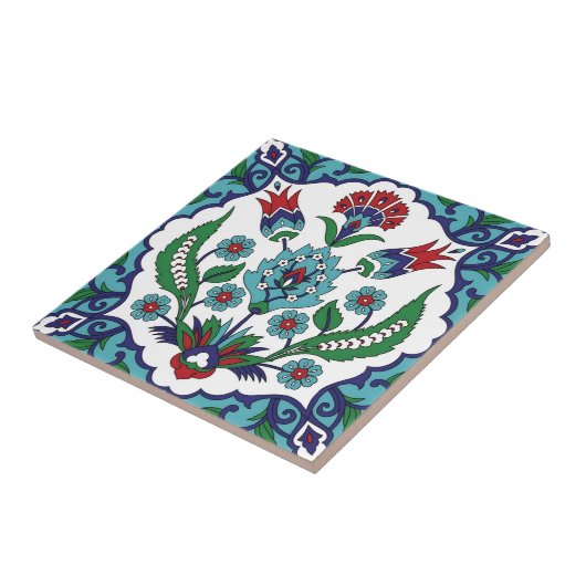 スウェーデンのタイルヴィンテージ赤青花 タイル (側面)