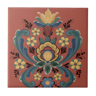 スウェーデンのタイル古代の緑の花 タイル