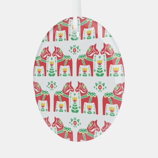 スウェーデンのダラホース:フォークアート ガラスオーナメント (正面左)