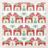 スウェーデンのダラホース：フォークアート ガラスコースター (正面)