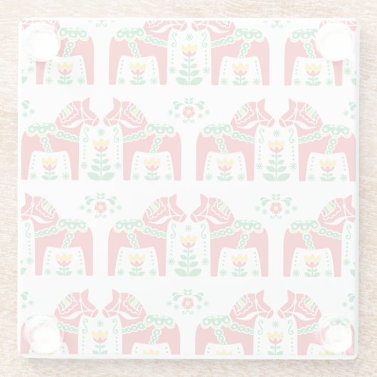 スウェーデンのダラホース：フォークアート ガラスコースター (裏面)