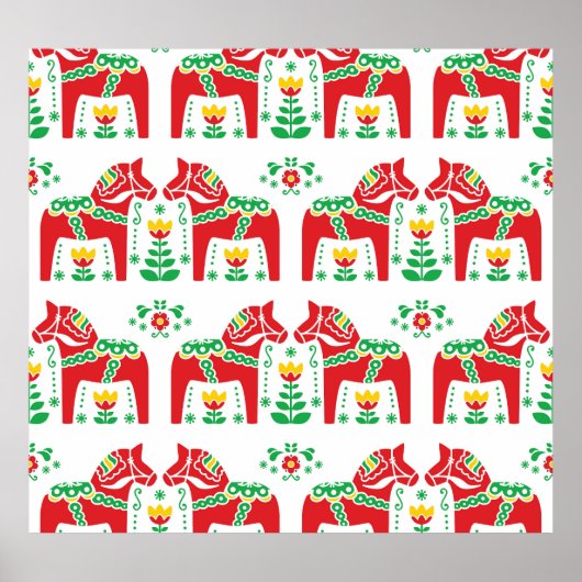 スウェーデンのダラホース：フォークアート ポスター (正面)