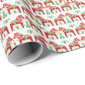 スウェーデンのダラホース：フォークアート ラッピングペーパー (ロールコーナー)