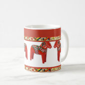 スウェーデンのダラ馬とクリスマスフォークアー縁どト コーヒーマグカップ (正面右)