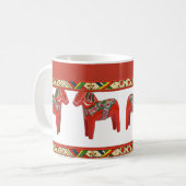 スウェーデンのダラ馬とクリスマスフォークアー縁どト コーヒーマグカップ (正面左)