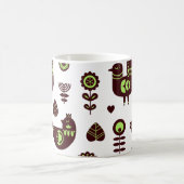 スウェーデンのデンマークのヴィンテージ民俗用チューリップ鳥柄 コーヒーマグカップ (中央)