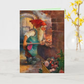 スウェーデンのトムテンまたはエルフのクッキー職人クリスマス カード (黄色い花)