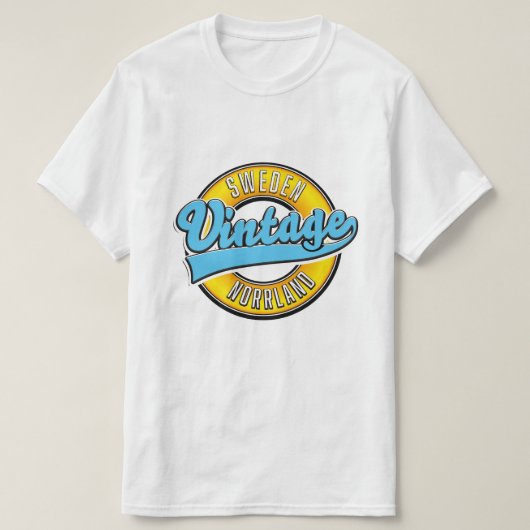 スウェーデンのノールランド地方のヴィンテージ風ロゴ Tシャツ (デザイン正面)